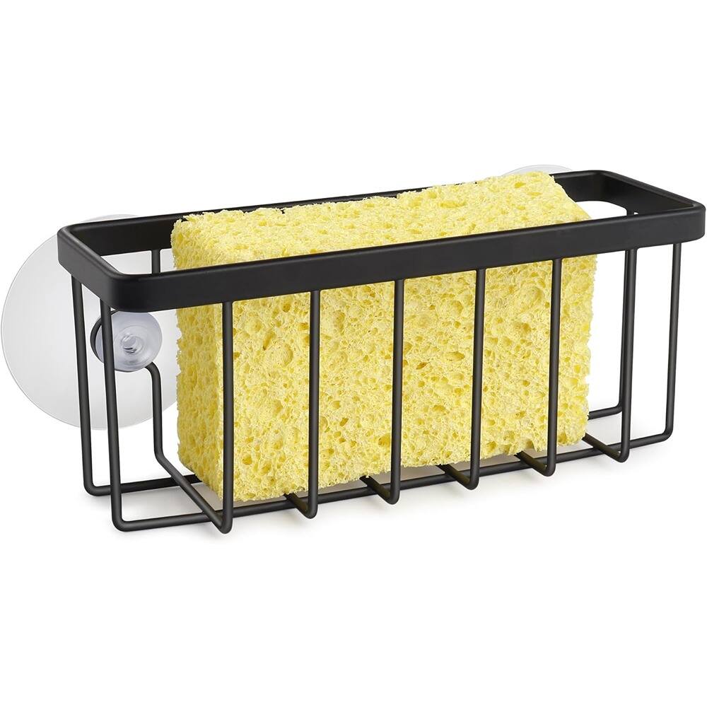 PARKER SLATER - Sink Sponge Holder – Stainless Steel, Suction Mount, Black