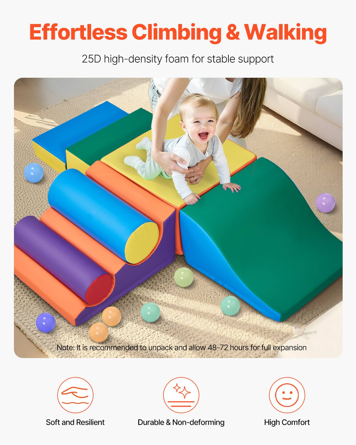 Effortless Climbing & Walking

25D high-density foam for stable support

Note: It is recommended to unpack and allow 48-72 hours for full expansion

Soft and Resilient

Durable & Non-deforming

High Comfort