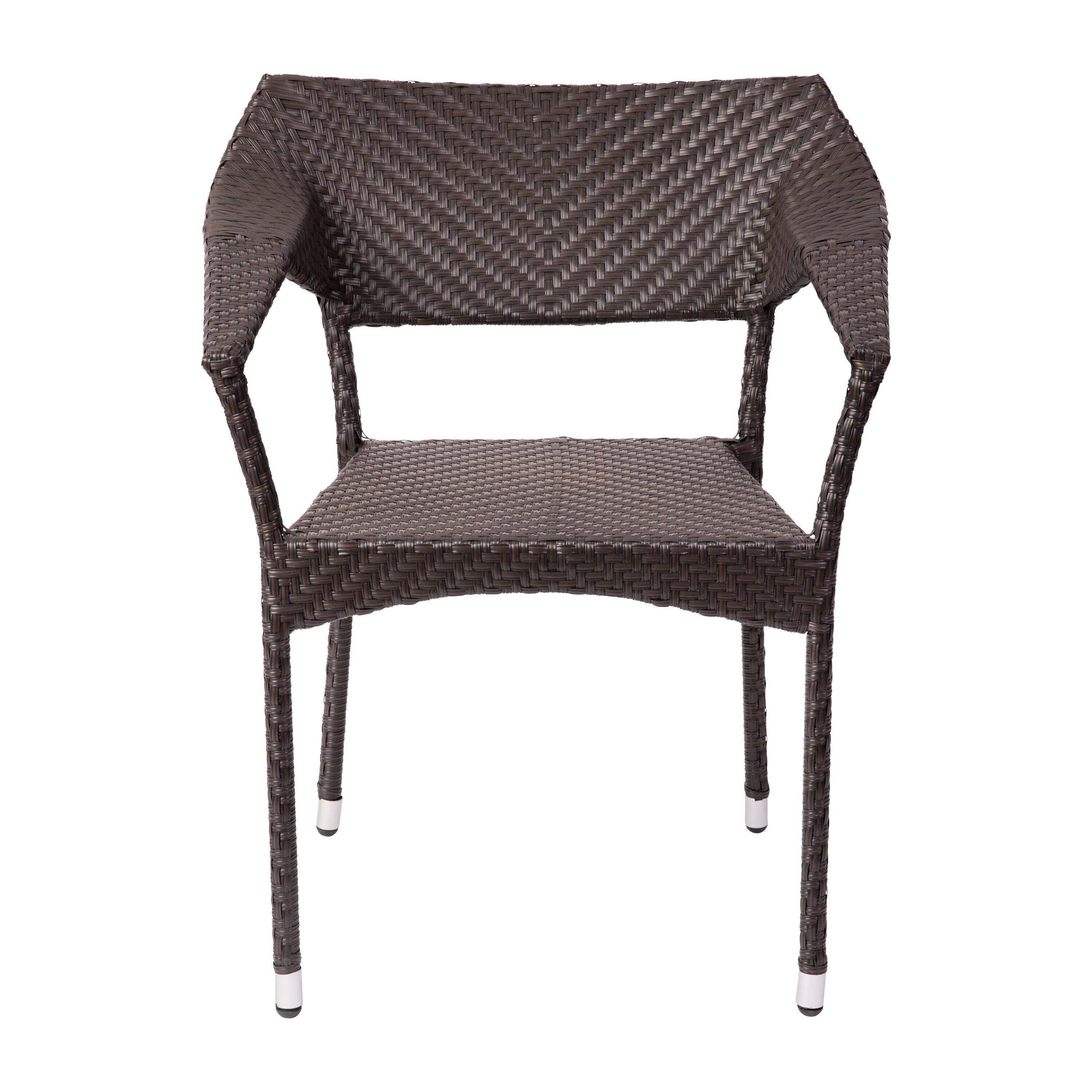 Alt View 9. Emma + Oliver - Shasta Modern All-Weather Patio Dining Chair with Fade and Weather Resistant PE Rattan and Reinforced Steel Frame - Espresso.
