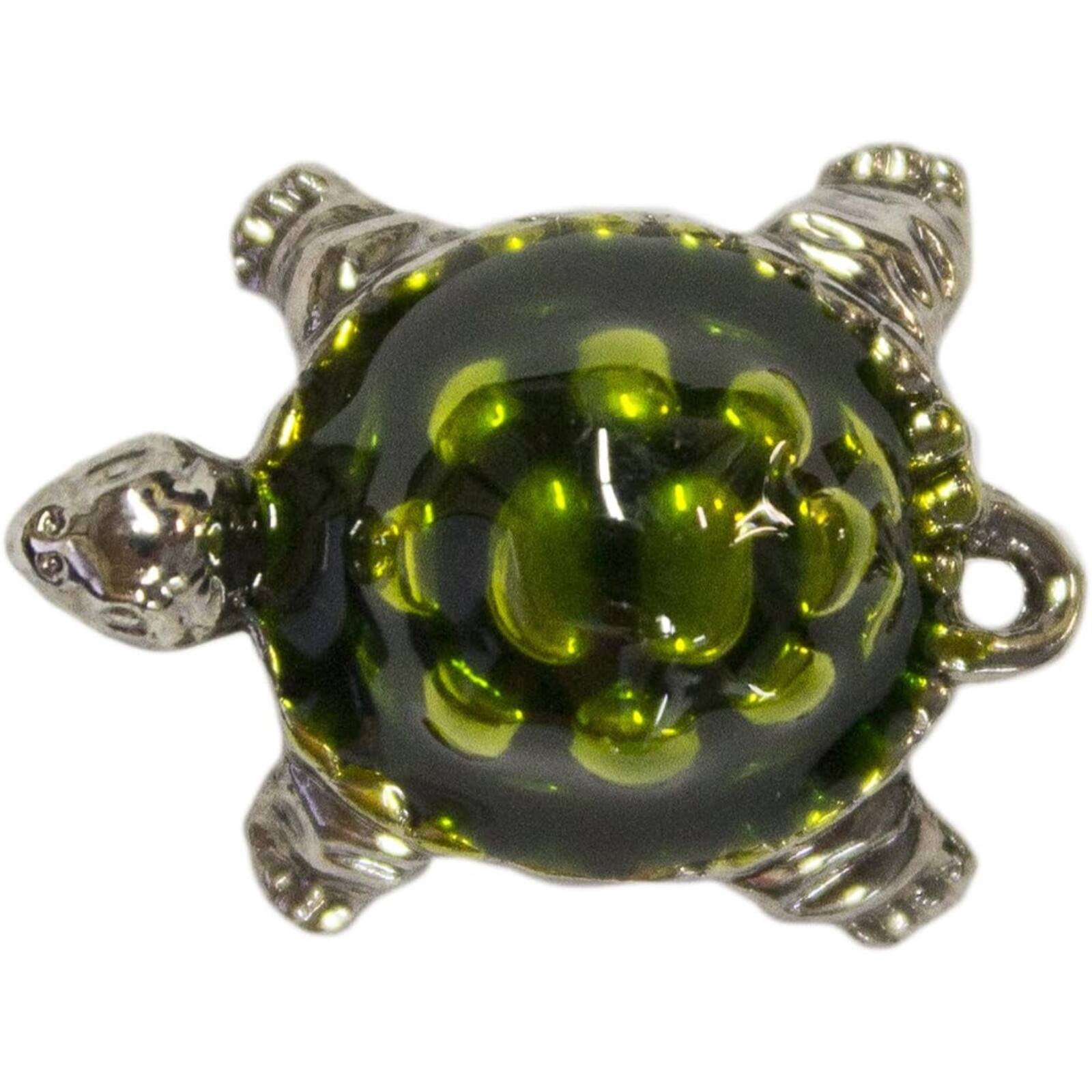 Angle. Ganz - Lucky Little Turtle Pocket Charm with Inspirational Card Miniature 1 inch - Green.