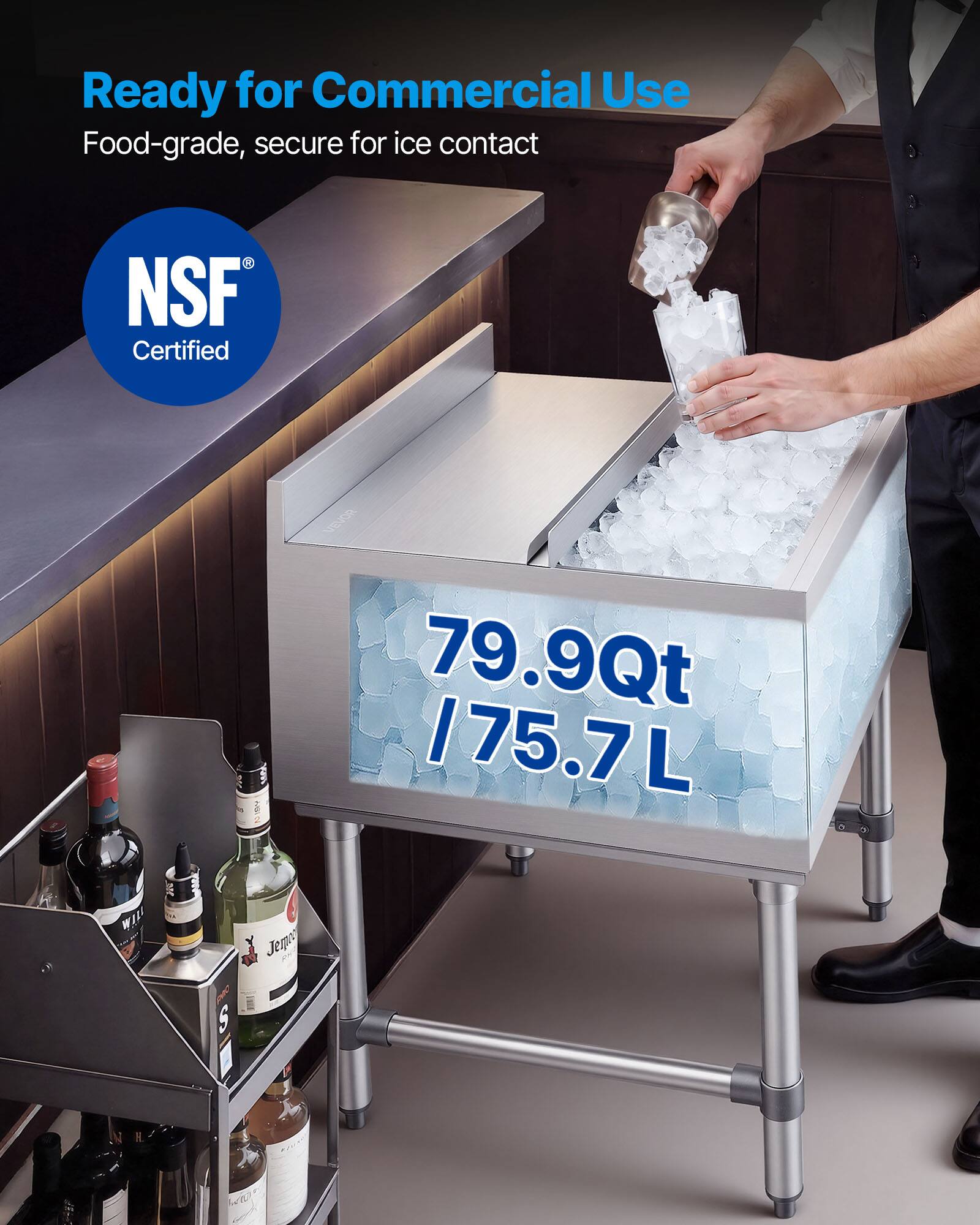 Ready for Commercial Use  
Food-grade, secure for ice contact  
NSF Certified  
79.9Qt / 75.7L
