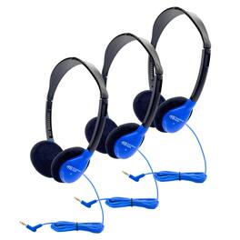 HamiltonBuhl - Personal On-Ear Stereo Headphone, Blue, Pack of 3