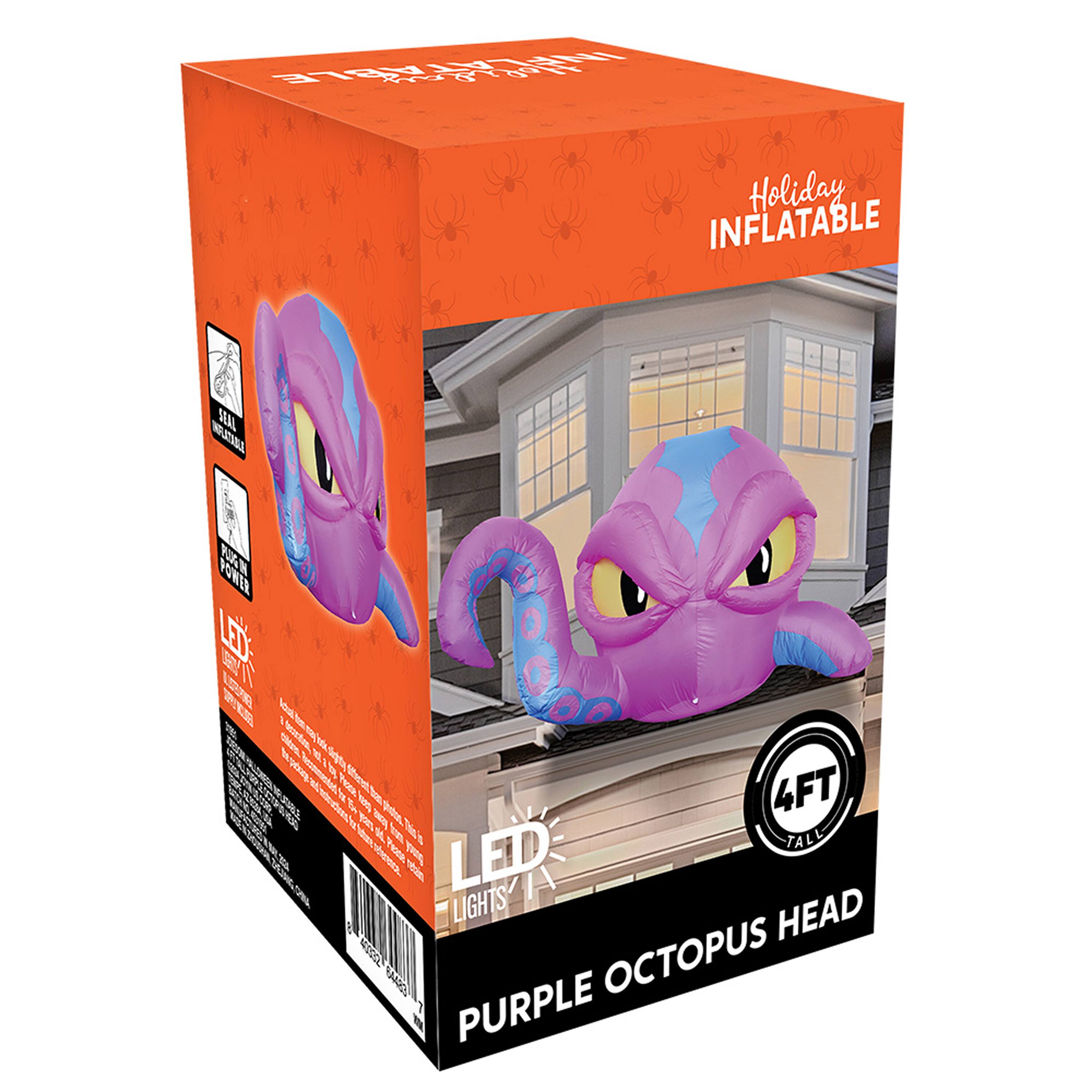 Holiday INFLATABLE  
4FT TALL  
LED LIGHTS  
PURPLE OCTOPUS HEAD