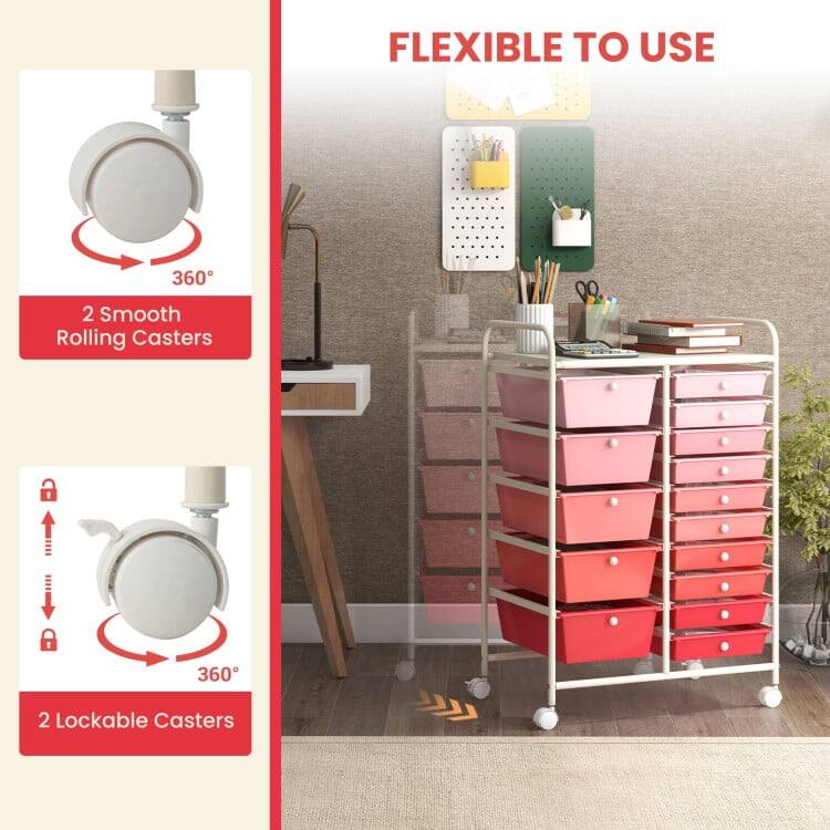 FLEXIBLE TO USE  
2 Smooth Rolling Casters  
2 Lockable Casters