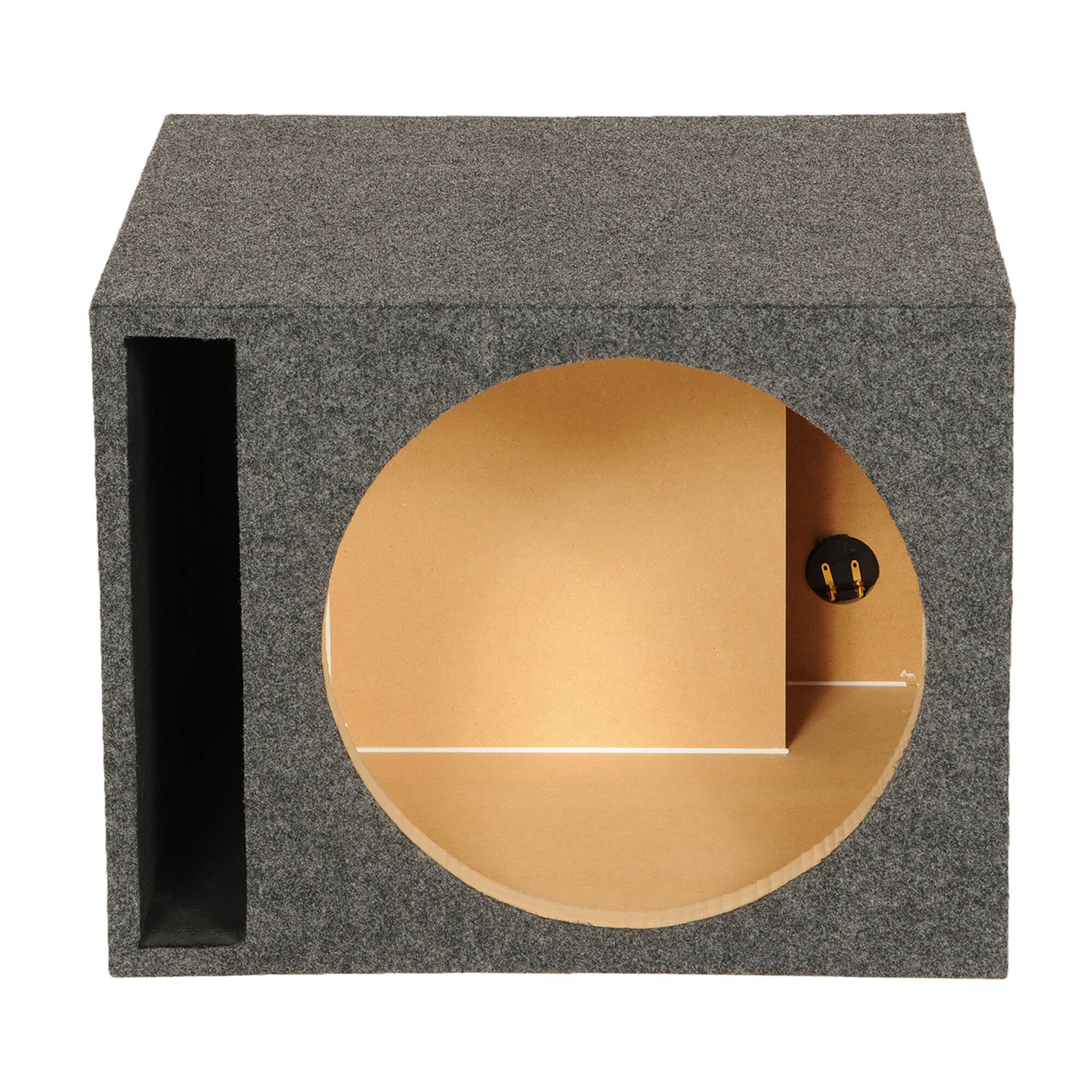 Front. QPower - QPower 15" Heavy-Duty Single Vented Vehicle Subwoofer Enclosure Woofer Box, Gray - Charcoal Black.
