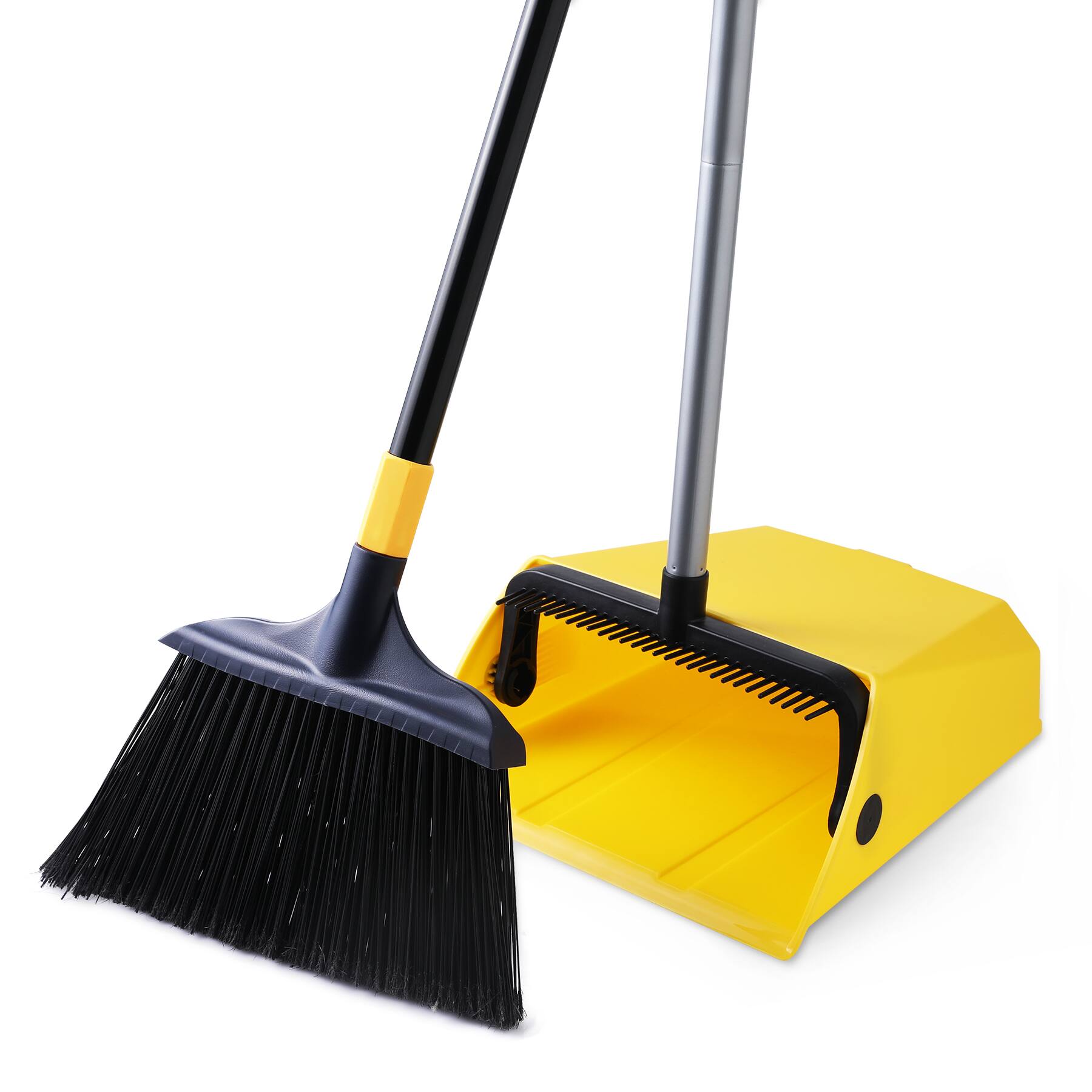 Angle. Yocada - Commercial Broom and Dustpan Set with Comb Commercial Outdoor Indoor.