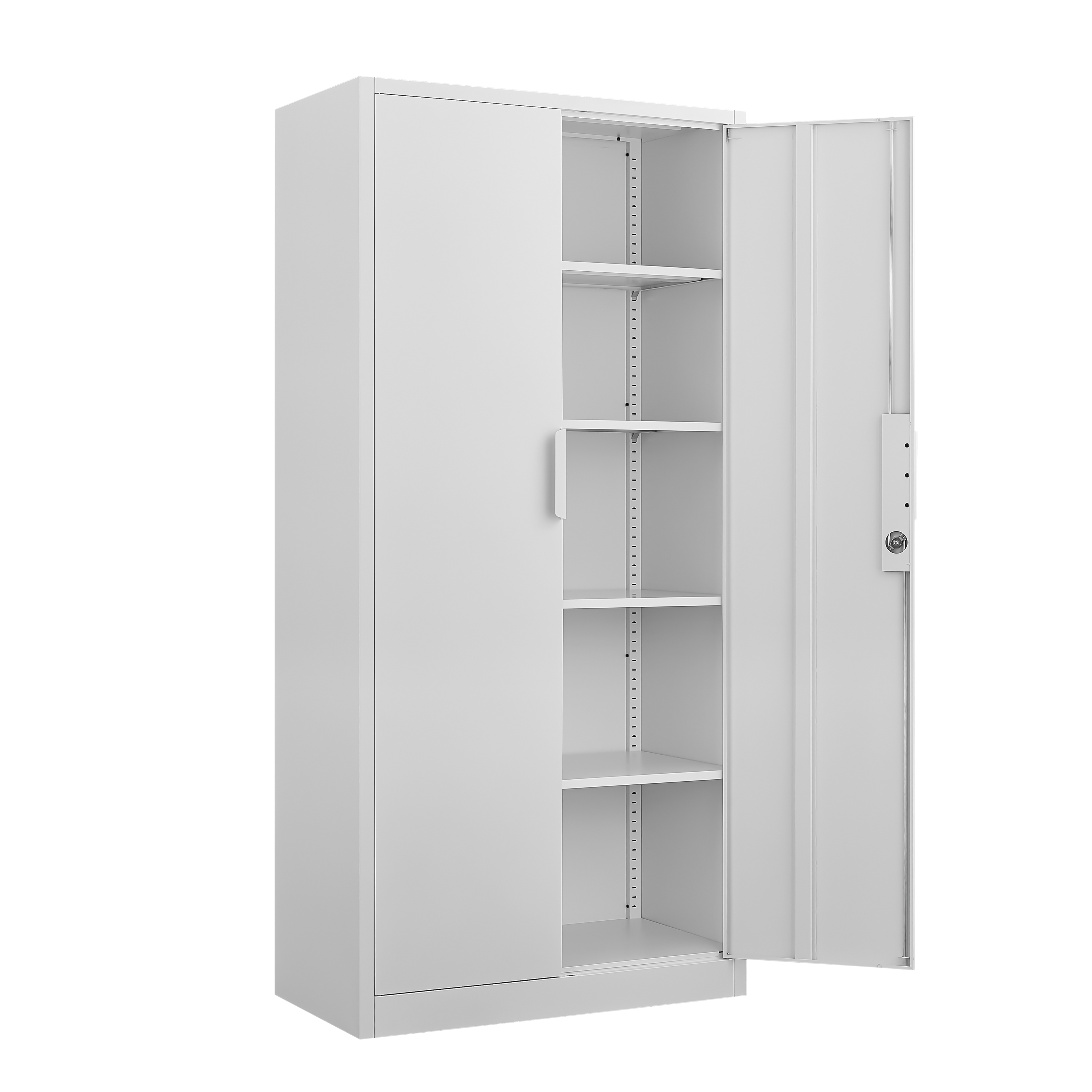 Alt View 2. GOODSILO - Large 2-Door File Storage Cabinet with Lock and Adjustable Shelves for Office Organization and Document Management - White.