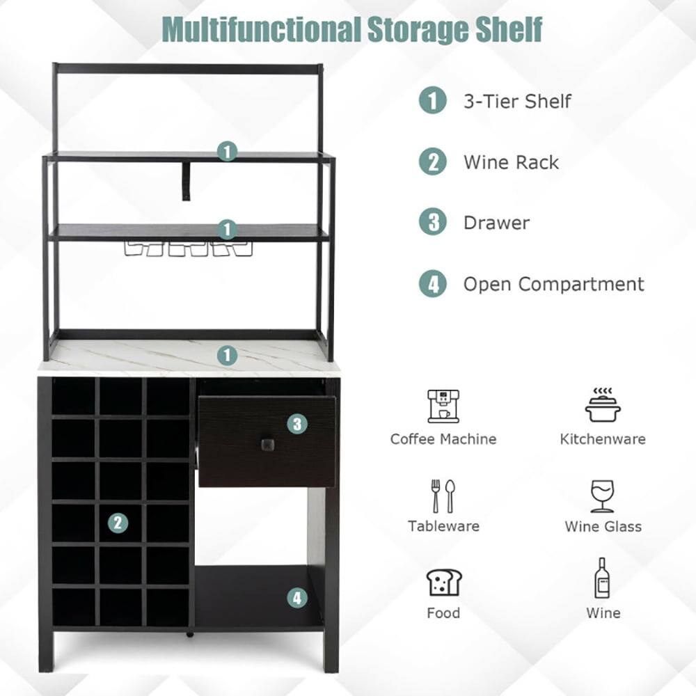 Multifunctional Storage Shelf

1. 3-Tier Shelf
2. Wine Rack
3. Drawer
4. Open Compartment

- Coffee Machine
- Kitchenware
- Tableware
- Wine Glass
- Food
- Wine
