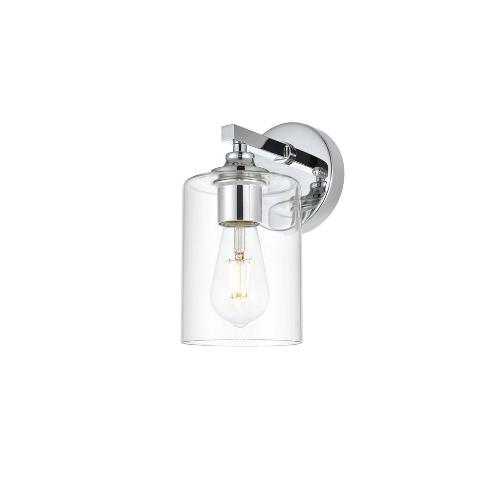 Alt View 1. Living District - Mayson 1 light Chrome and Clear Bath Sconce - Chrome And Clear.