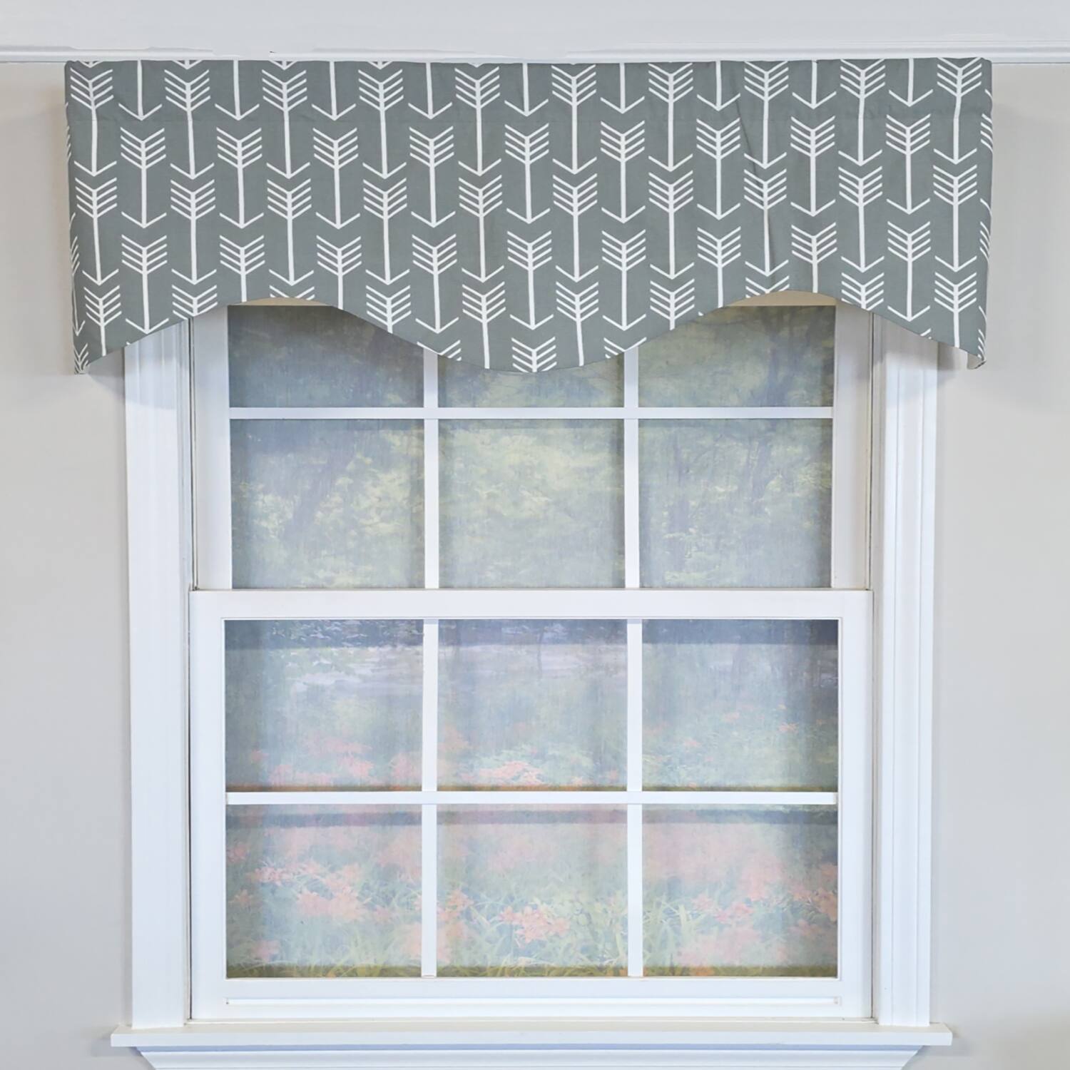 Angle. RLF Home - RLF Home 100% Cotton Native Cornice With Poly/Cotton Ivory lining Rod Pocket Valance 50" x 17" Gray - Gray.