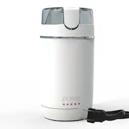 Tzumi - Electric Coffee Grinder, One-Touch Spice, Herb, and Coffee Bean Grinder with Stainless-Steel Blades - White