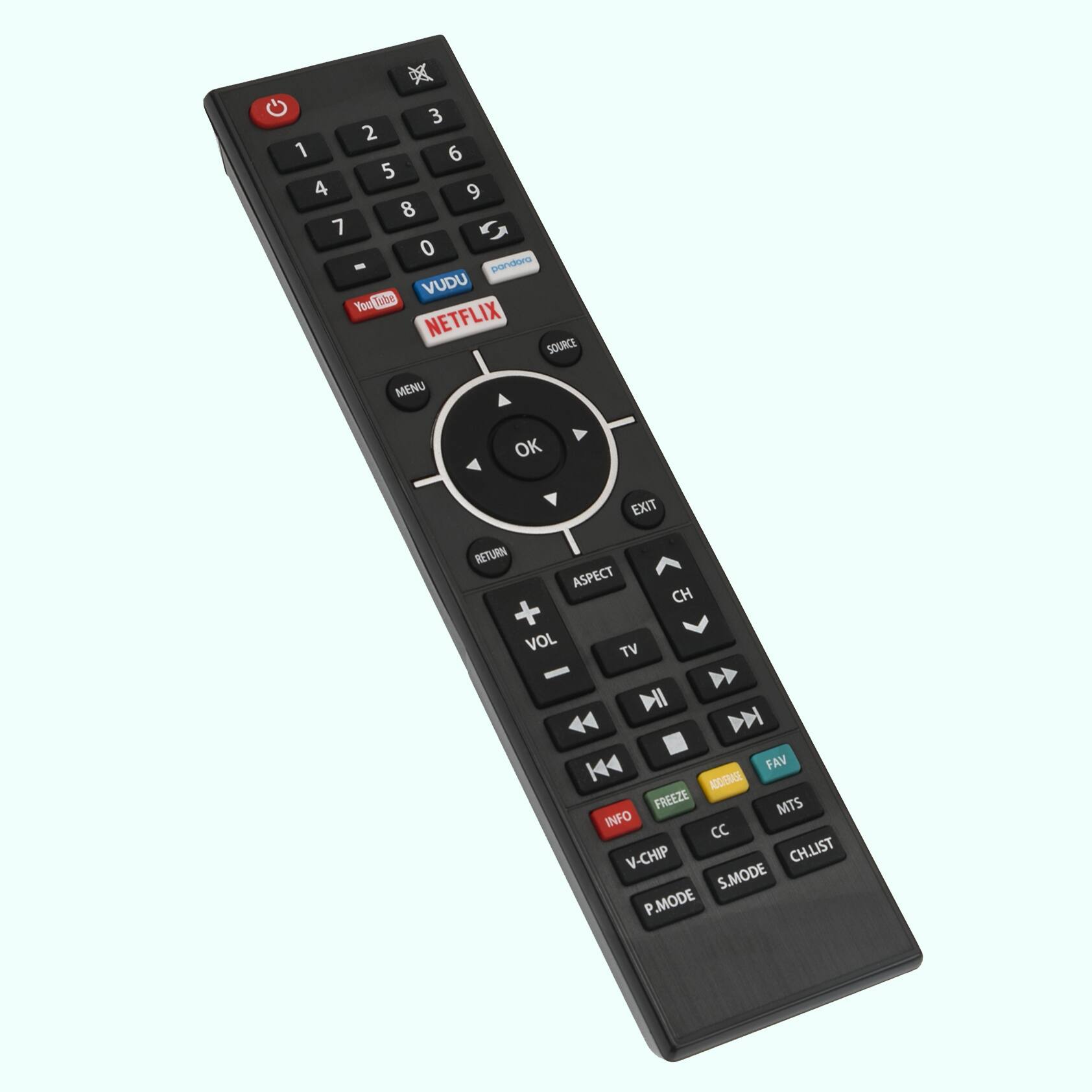 3 2 1 6 5 4 9 8 7 0 Pandora VUDU YouTube NETFLIX SOURCE MENU OK EXIT RETURN ASPECT CH + VOL TV - DN FAV FREEZE MTS INFO CC V-CHIP CH.LIST S.MODE P MODE