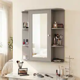 Gymax - Bathroom Wall Medicine Cabinet Wall Mounted Storage Organizer - Gray