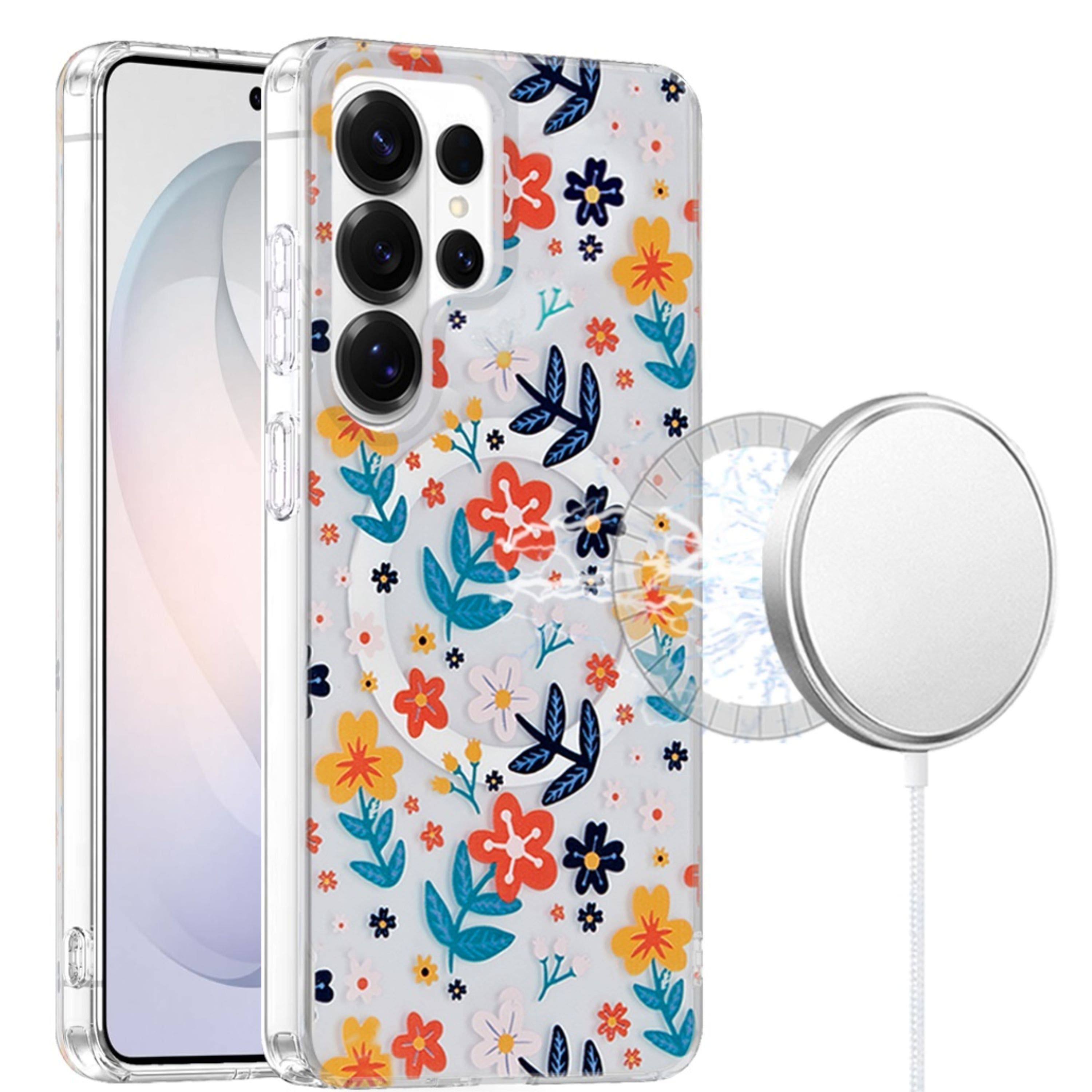 Kitcheniva - Dual Layer Magnetic Circle Case With Tempered Glass For Samsung Galaxy S26 Ultra Colorful Floral - Multicolor price history on PriceWatchPro