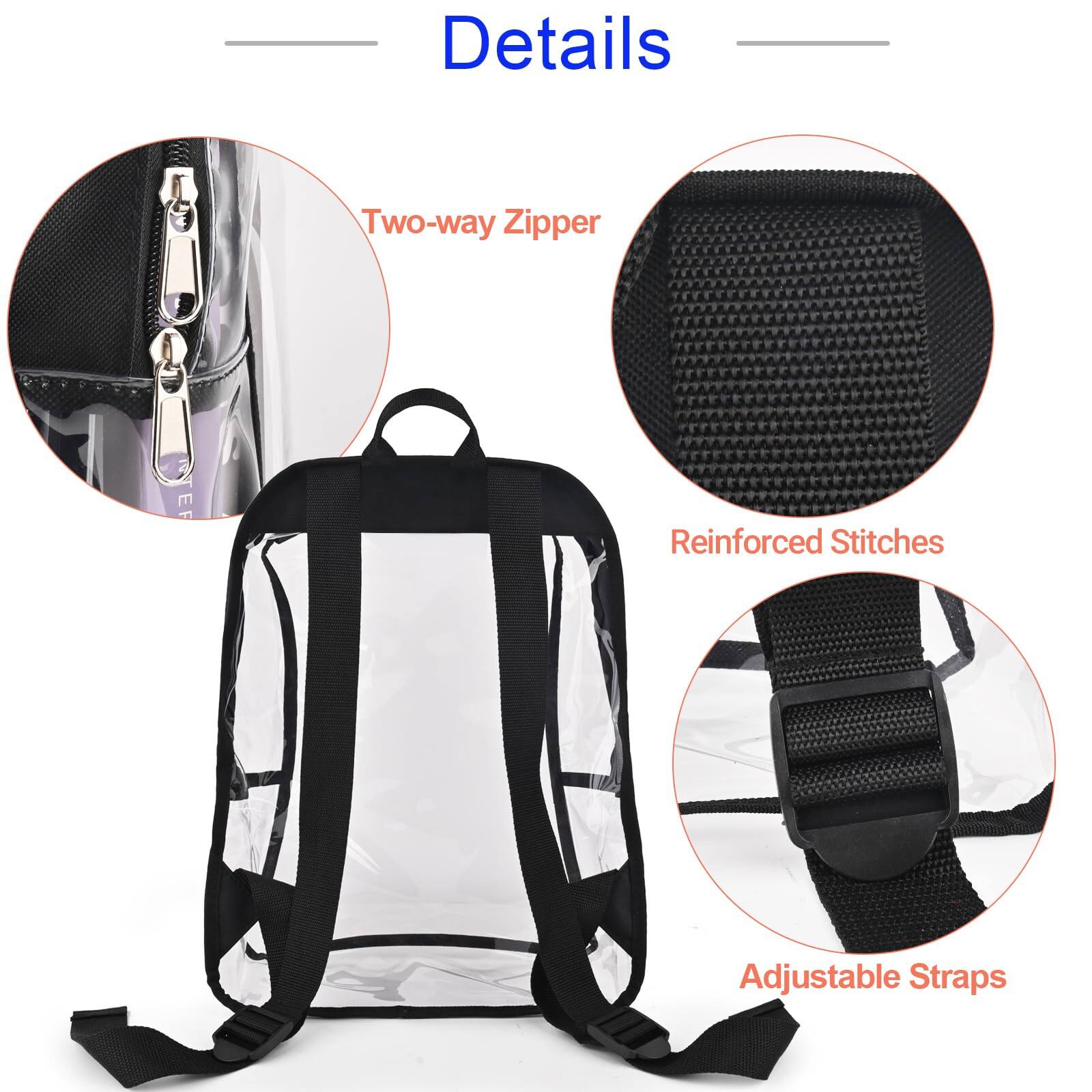 Alt View 2. Stamp n Camp - Clear Backpack - Backpacks For School Transparent Bookbag Large See Through Bag Work College Concert  Black 16 Inch - Purple.