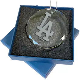 The Memory Company - Los Angeles Dodgers 3.25'' Laser Engraved Glass Ornament - Multicolor