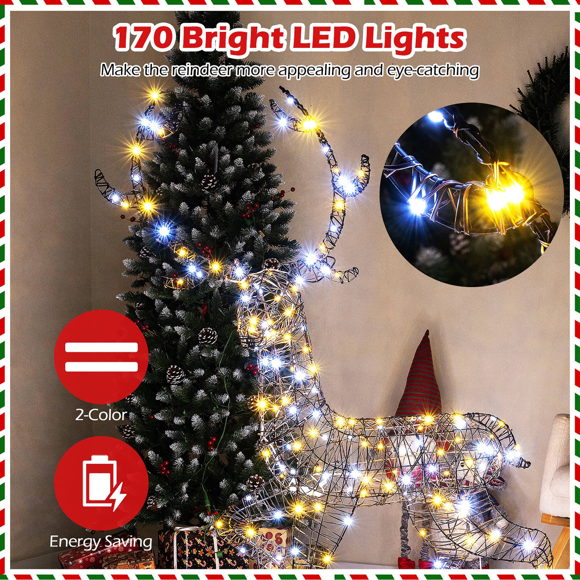 170 Bright LED Lights  
Make the reindeer more appealing and eye-catching  

2-Color  
Energy Saving