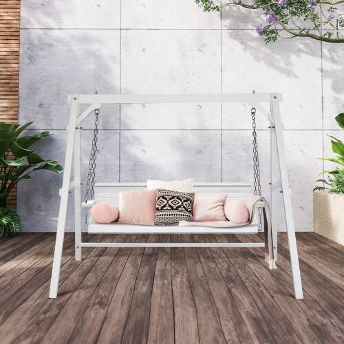 Alt View 9. Winado - 5FT Wooden Porch Swing Frame Only A-Frame Porch Swing Stand w/ Stability Bar, Wood Swing Hanger for Outdoor Garden Patio - White.