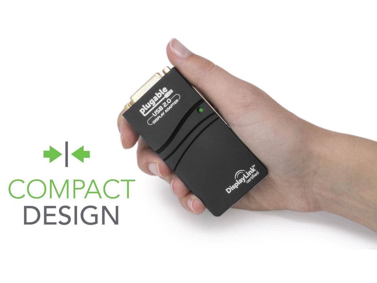 Plugable USB 2.0 Adapter Display Compact Design DisplayLink Certified