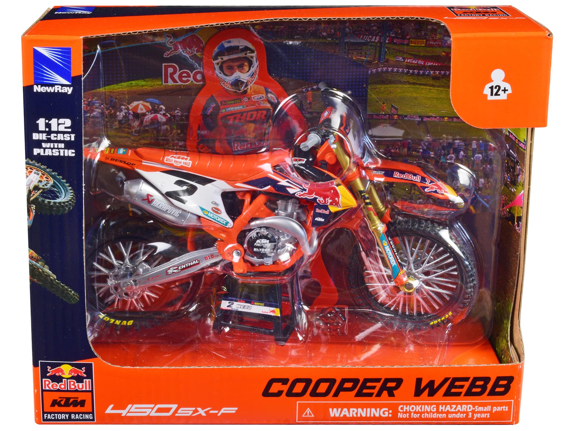 "KTM 450 SX-F Motorcycle #2 Cooper Webb ""Red Bull KTM Factory Racing"" 1/12 Diecast Model by New Ray" price history on PriceWatchPro