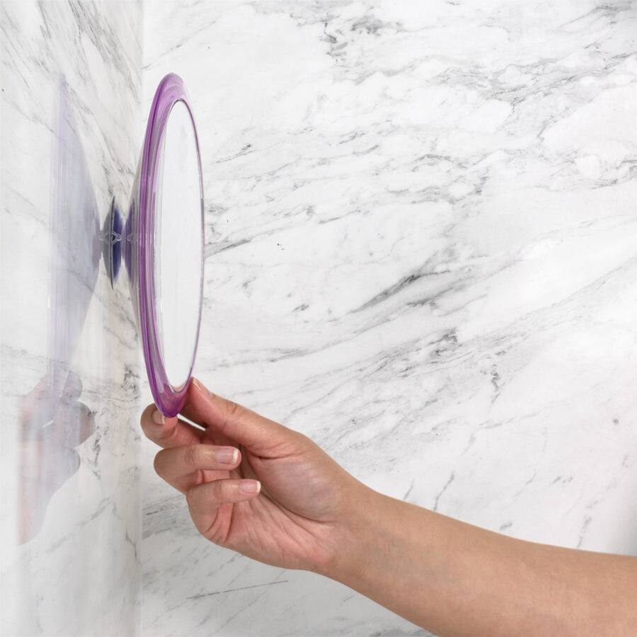 Back. Zadro - Traveling Wall Mounted Shower Mirror with 5X Magnification & Suction Cups - Purple.