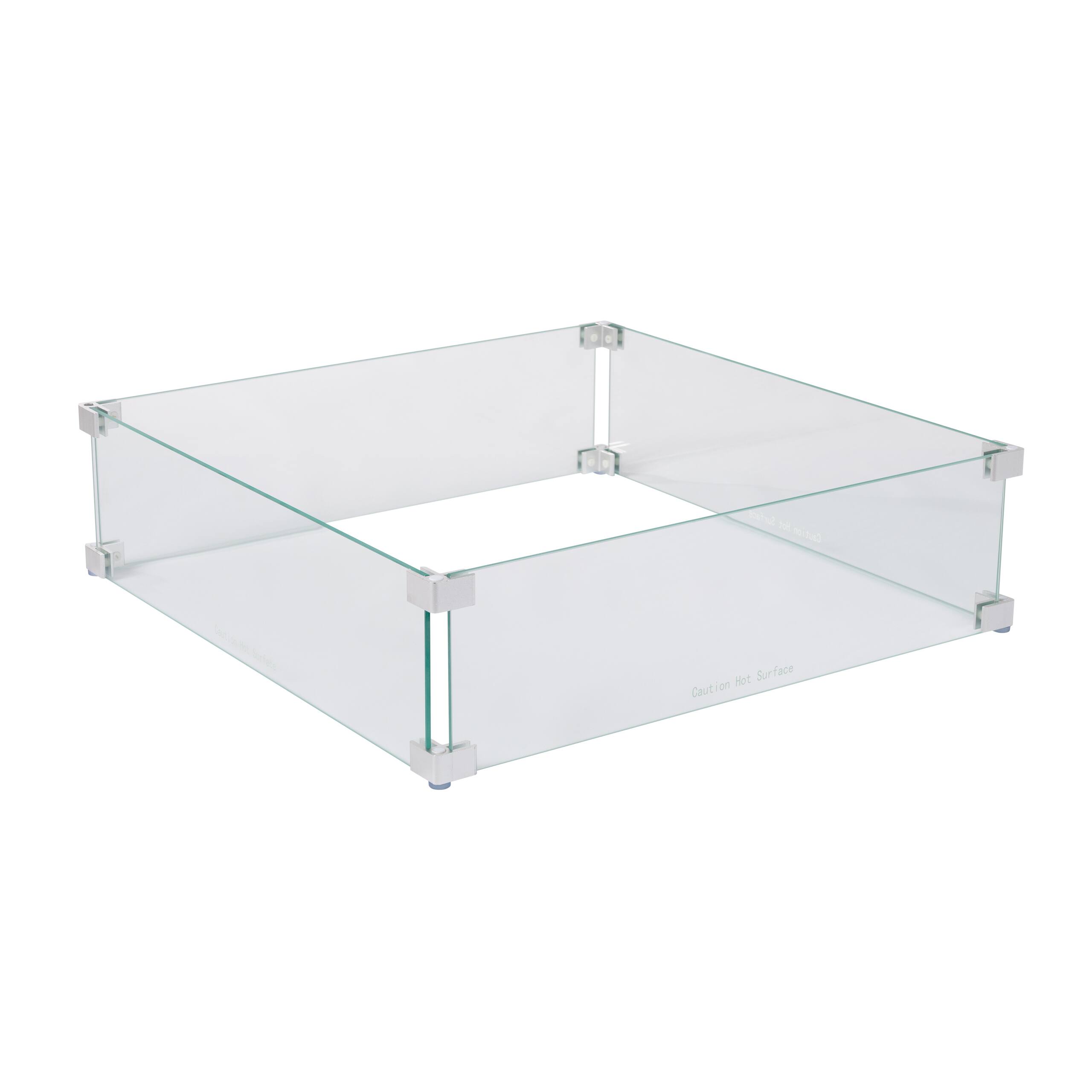 Front. Fire Sense - Tempered Glass Wind Guard for Square LPG Fire Pits - Clear.