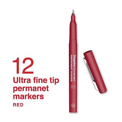12 Ultra fine tip permanent markers  
RED  
Staples Duramark IV