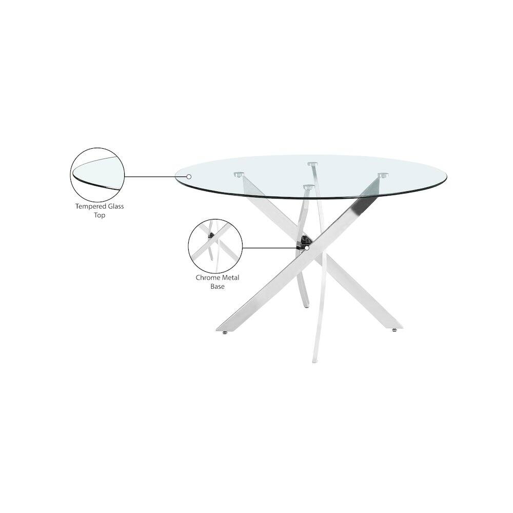 Tempered Glass Top  
Chrome Metal Base