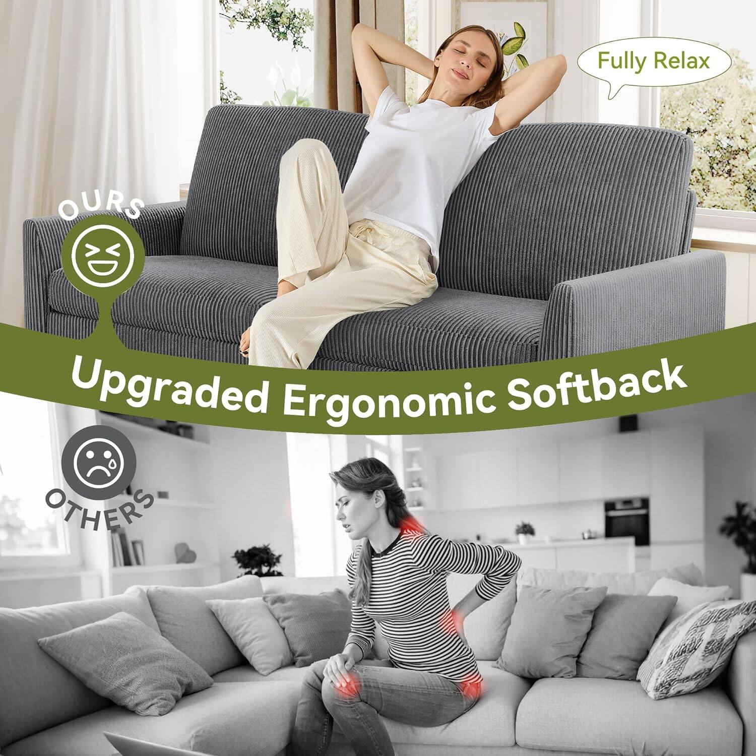 **OURS**  
Upgraded Ergonomic Softback  
Fully Relax

**OTHERS**