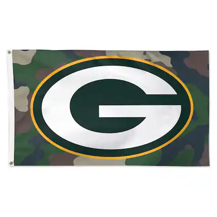 Front. WinCraft - Green Bay Packers 3' x 5' Camo 1-Sided Deluxe Flag - Multicolor.