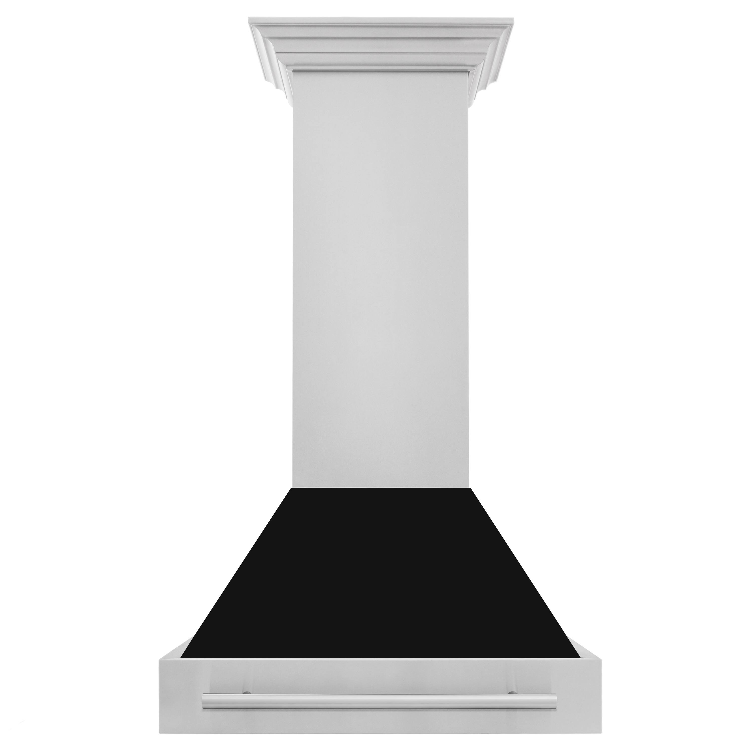 Front. ZLINE - 30 in. Stainless Steel Wall Range Hood with Black Matte Shell and Stainless Steel Handle - Black Matte.