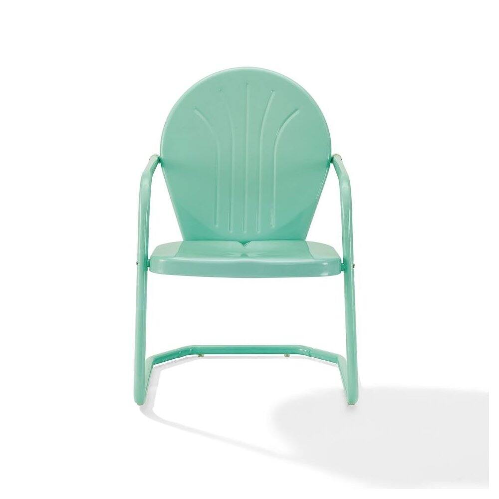 Alt View 2. Outdoor Escape - Aqua Blue Metal Patio Chair with Gloss Finish – Decorative Retro Style - Aqua Gloss.