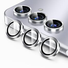 Dteck - For Samsung Galaxy S25 FE Camera Lens Protectors Cover, Individual Lens Protectors,9H+ Anti-Scratch Tempered Glass Cover - Silver