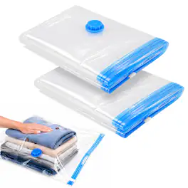 Garnen - 2 Pack Vacuum Storage Bag 28x39", Vacuum Seal Bags for Clothing, Extra Large Vacuum Bags for Duvet Compression Bags - Clear