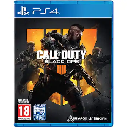PS4. CALL OF DUTY BLACK OPS INTERNET REQUIRED TM OX PlayStation.4 18 EXCLUSIVE PLAY NEW CONTENT FIRST www.pegi.info ON PS4 I TREYARCH ACTIVISION - M (Mature 17+)