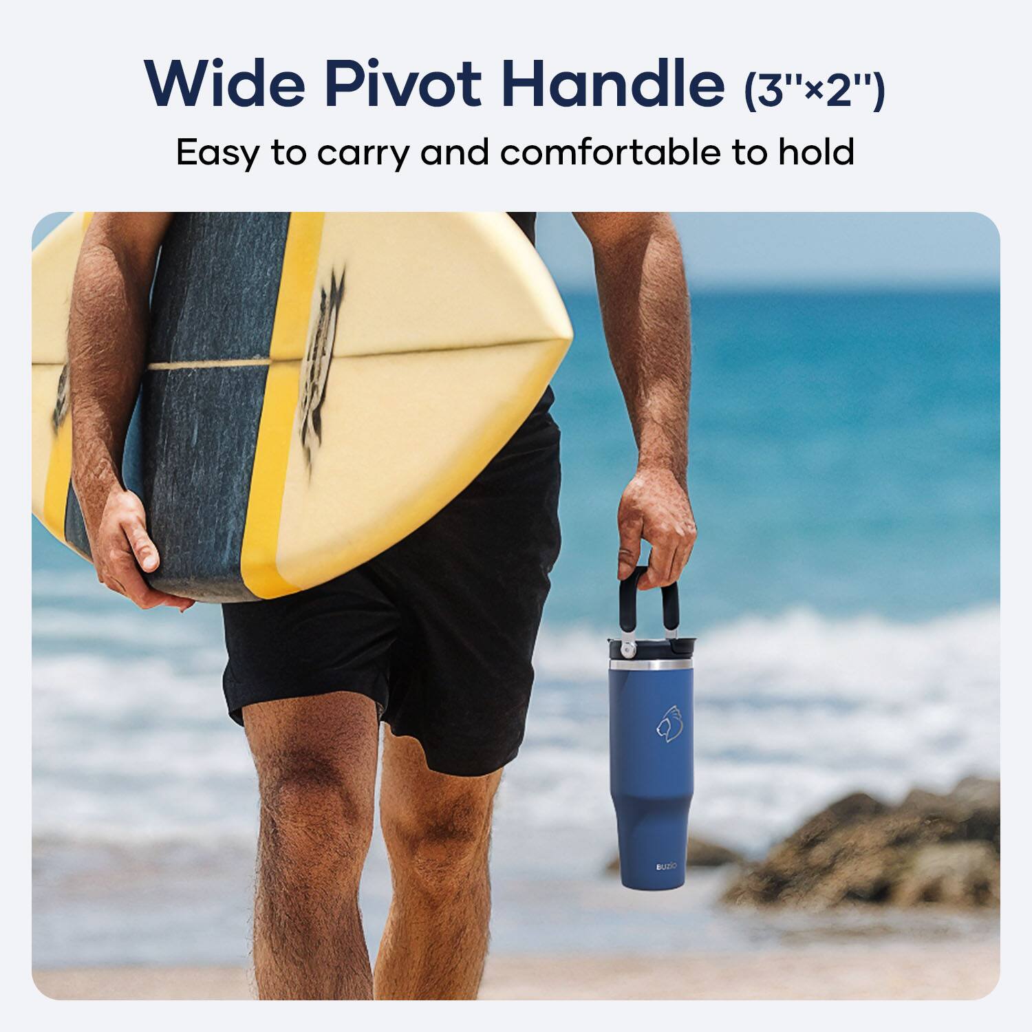 Wide Pivot Handle (3"x2")  
Easy to carry and comfortable to hold