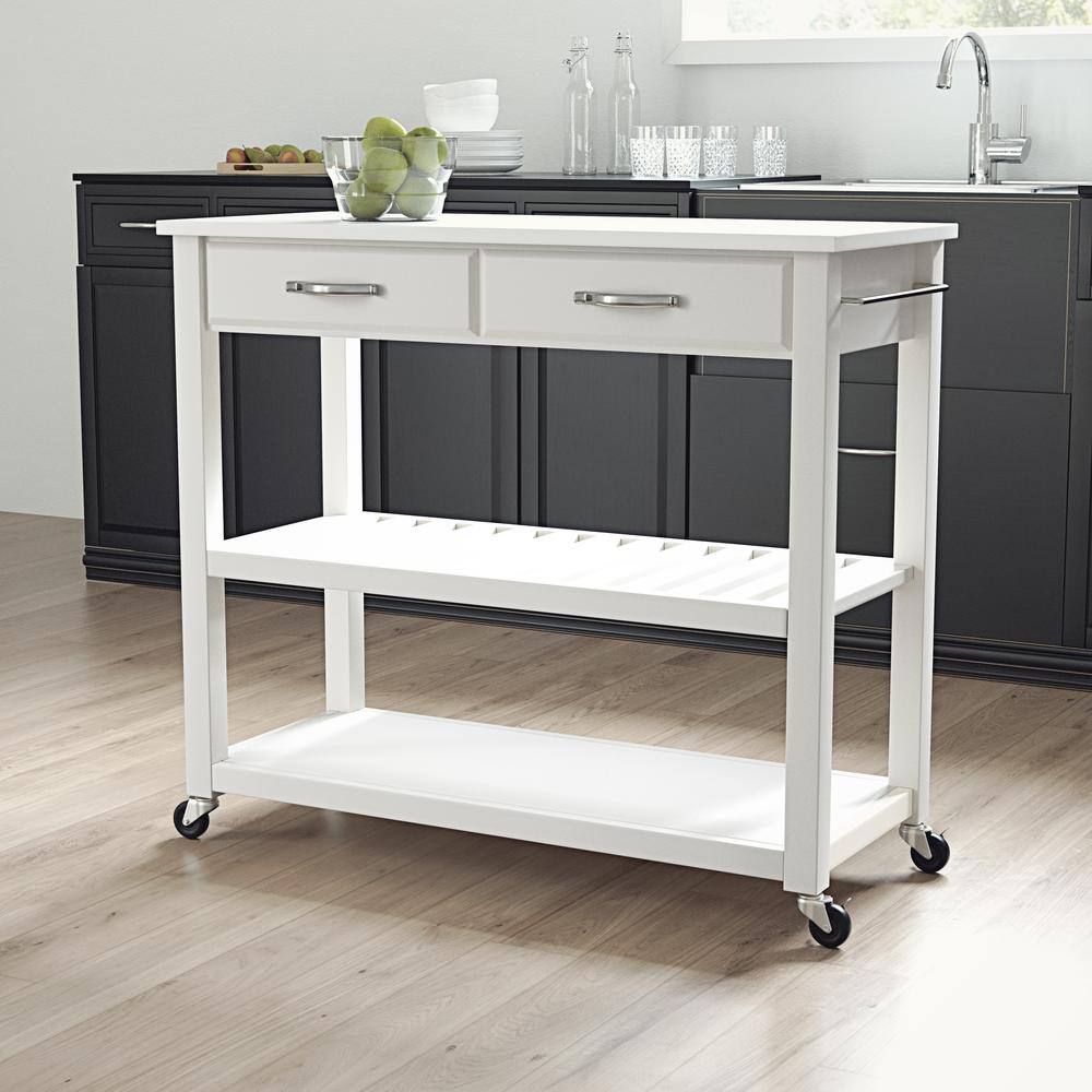 Alt View 4. Crosley Furniture - Stone Top Kitchen Prep Rolling Cart - White.