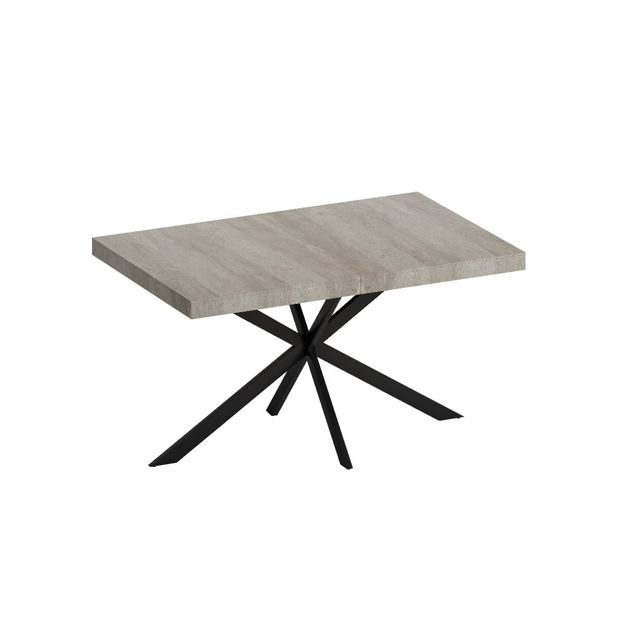 Back. Loheer - Loheer Expandable Rectangular Dining Table, Grey MDF Top, Seats 6 - Grey.