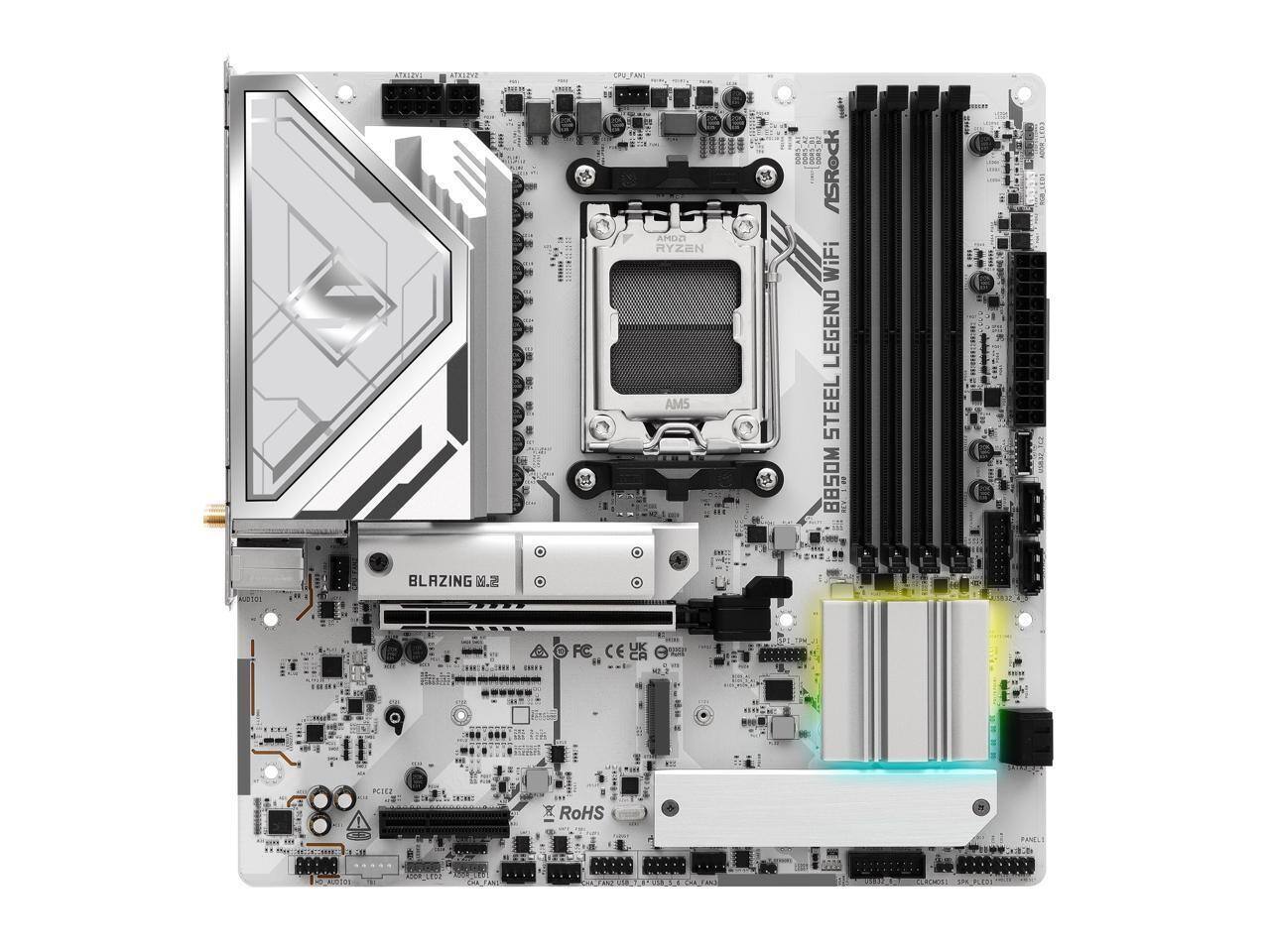 A1EEL . I M DA RYZEN AM5 . M ASRock WiFi LEGEND STEEL B550M BLAZING .2 OFC.CEVK FC CE UK INIE EREEEES O n ent PLINR LM RoHS BA0SA