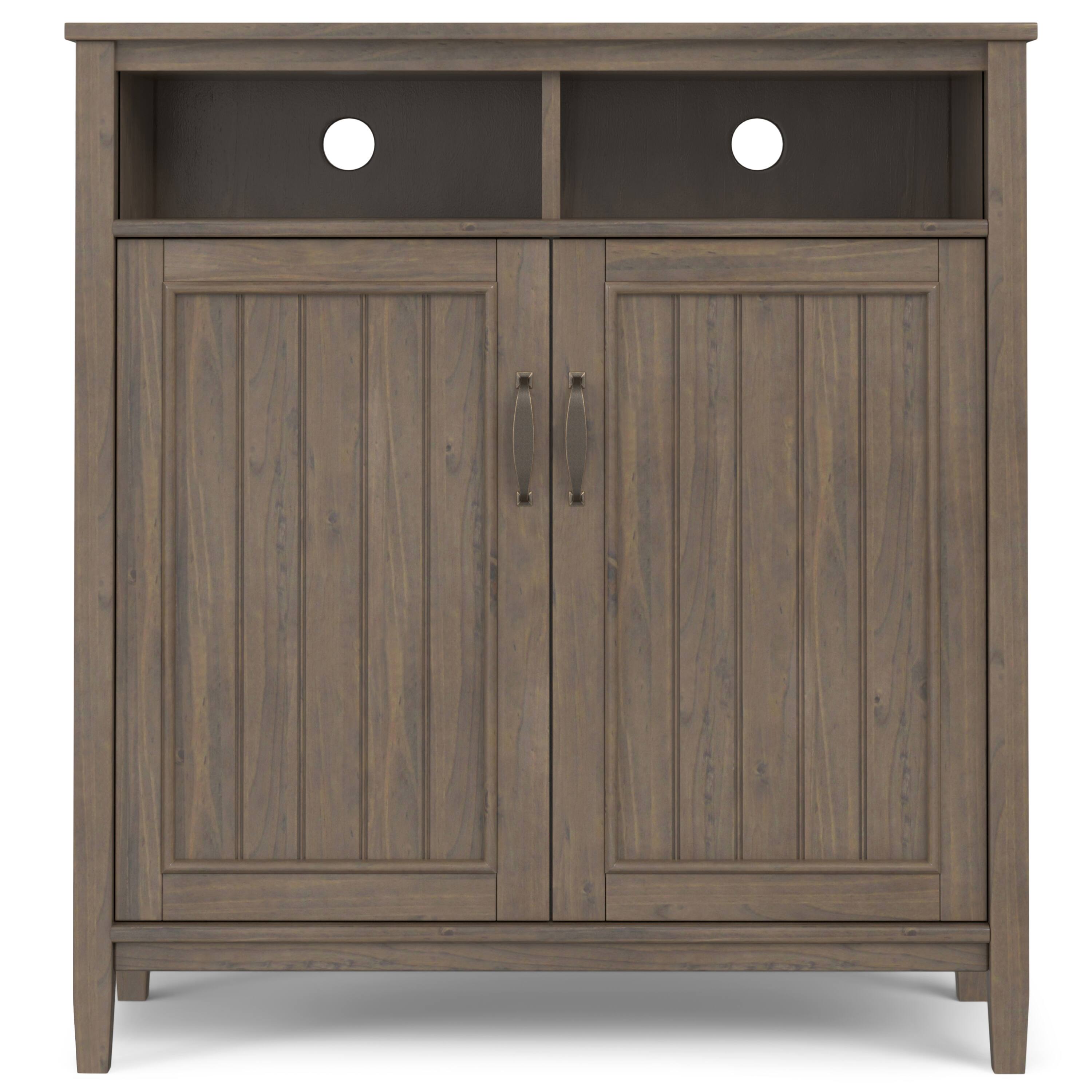 Left. Simpli Home - Lev 39 inch Storage Cabinet (Set of 2) - Smoky Brown.