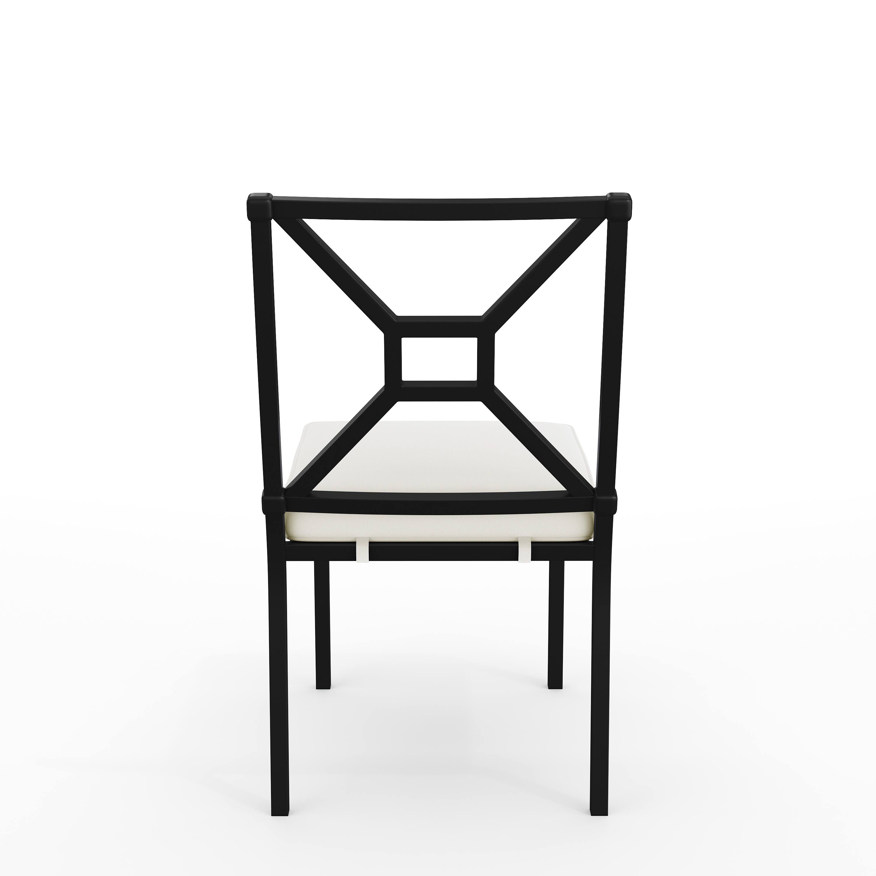 Alt View 8. Martha Stewart - Lily Pond All-Weather Steel Frame Stackable Patio Side Dining Chair with Cushion - Cream Cushions/Black Frame.