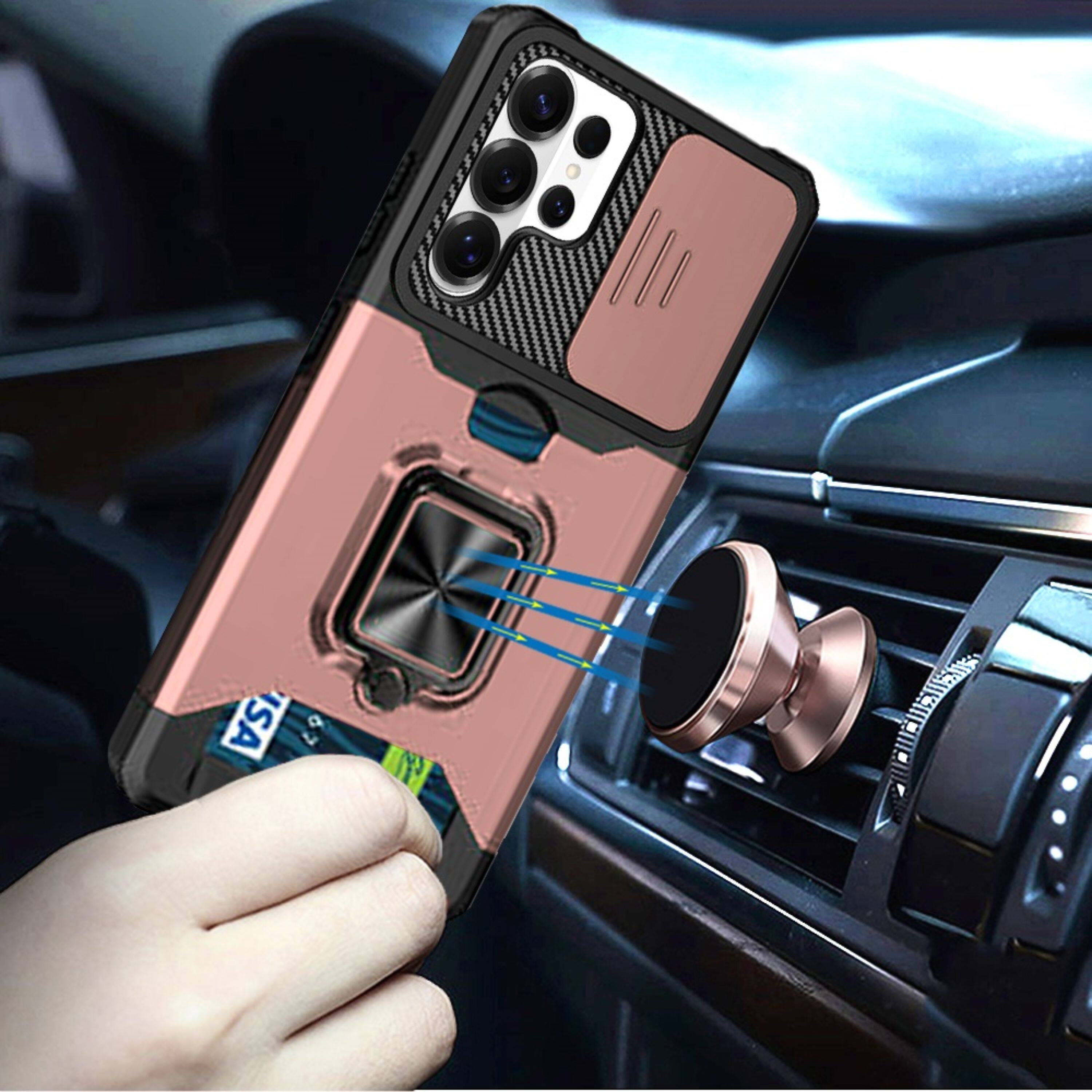 Angle. Kitcheniva - Multi-Use Card Holder Camera Lens Cover Phone Case With Tempered Glass For Samsung Galaxy S26 Ultra Rose Gold - Rose Gold.