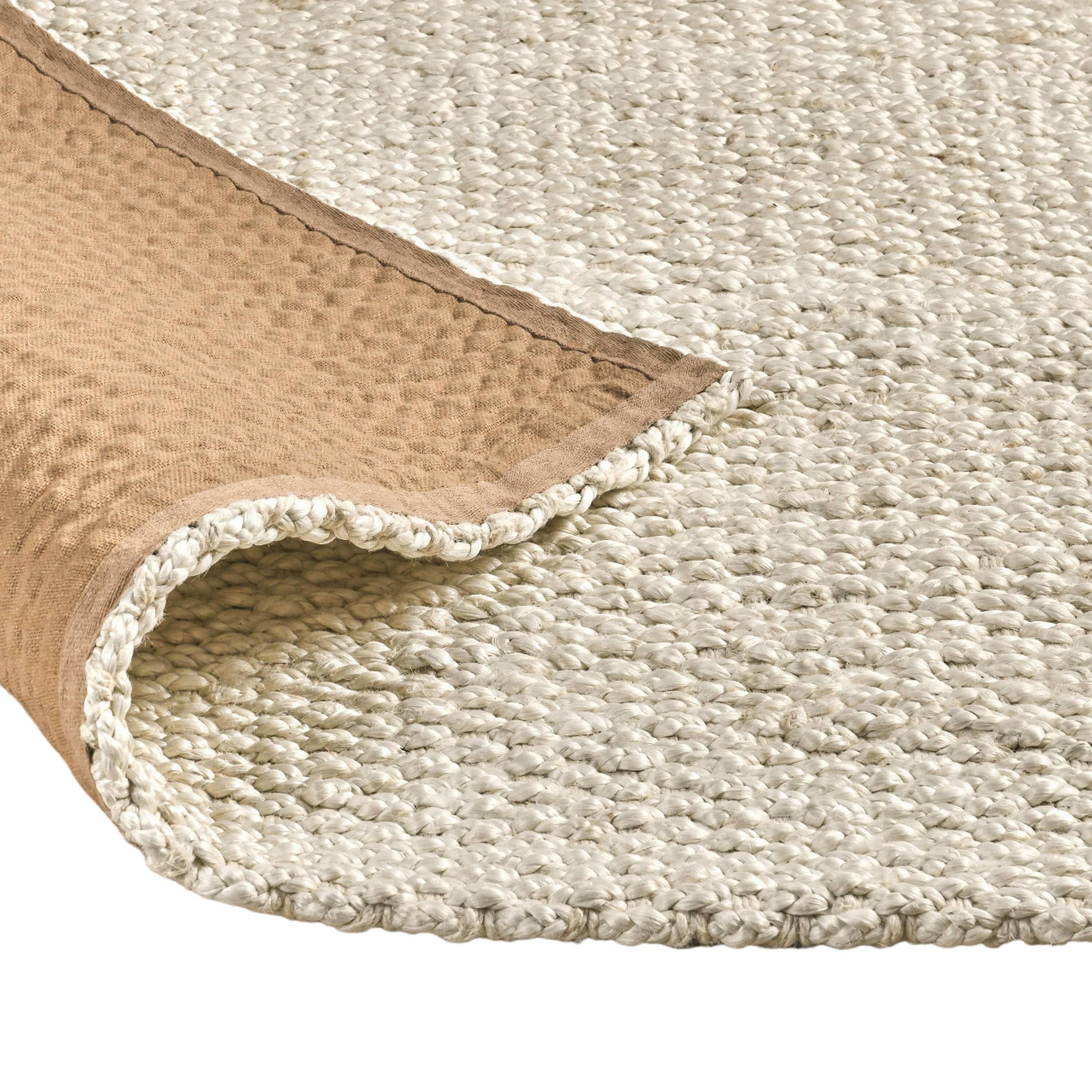 Back. Manhattan Lane - Medium Area Rug, Handwoven Abstract Braided Pattern - Ivory.