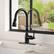Alt View 5. Boyel Living - 3-Spray Patterns Single Handle Pull Down Sprayer Kitchen Faucet with Deck Plate and Ceramic Cartridge in Matte Black - Matte Black.