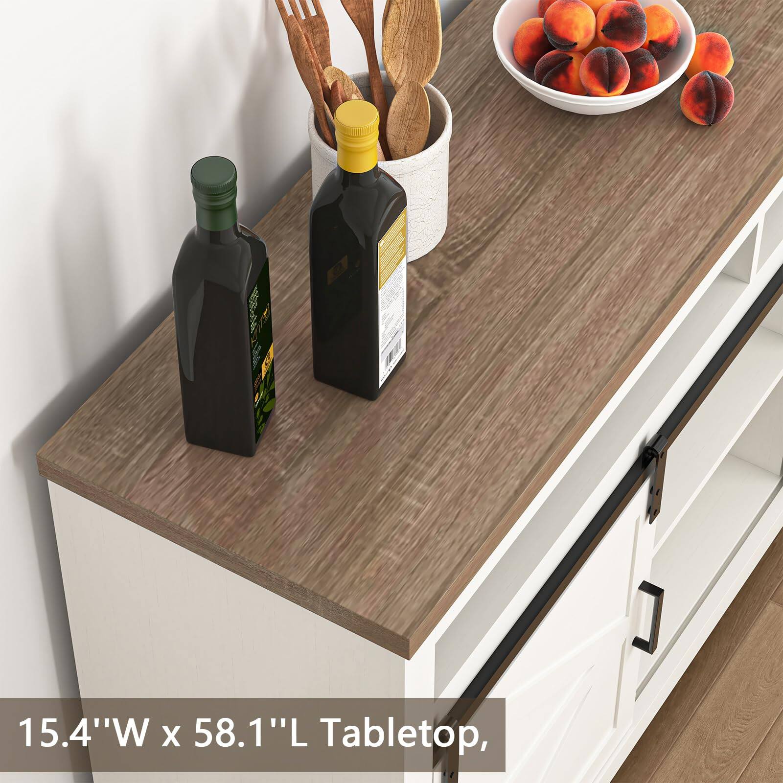 15.4"W x 58.1"L Tabletop,