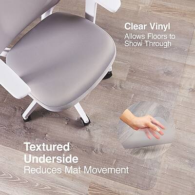 Clear Vinyl  
Allows Floors to Show Through  

Textured Underside  
Reduces Mat Movement
