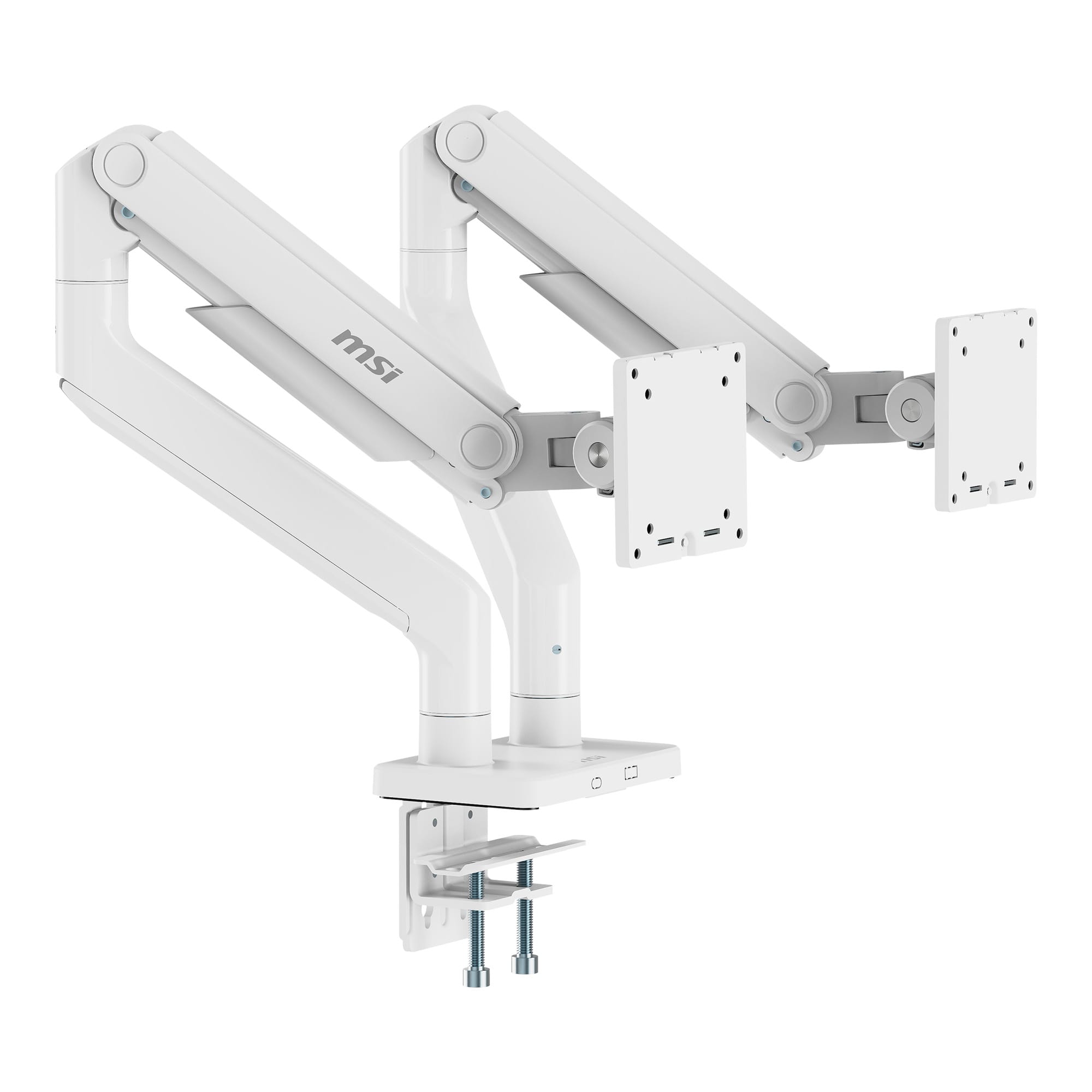 MSI - MAG MT201DW Dual Monitor Arm – Adjustable Desk Mount, VESA Compatible, 17–45in, 44 lbs Capacity, Clamp & Grommet - Matte White