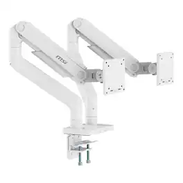 MSI - MAG MT201DW Dual Monitor Arm – Adjustable Desk Mount, VESA Compatible, 17–45in, 44 lbs Capacity, Clamp & Grommet - Matte White
