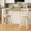 Alt View 3. Costway - 2 PCS 24.5" Counter Height Bar Chairs Swivel Bar Stools with Hollow Backrest - White.