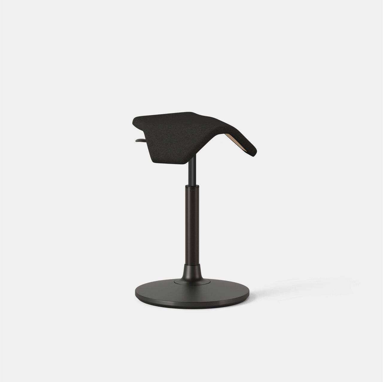 Left. Branch Furniture - Branch Saddle Stool – Ergonomic Rolling Stool with Birch Frame & Eco-Friendly Fabric - Black.